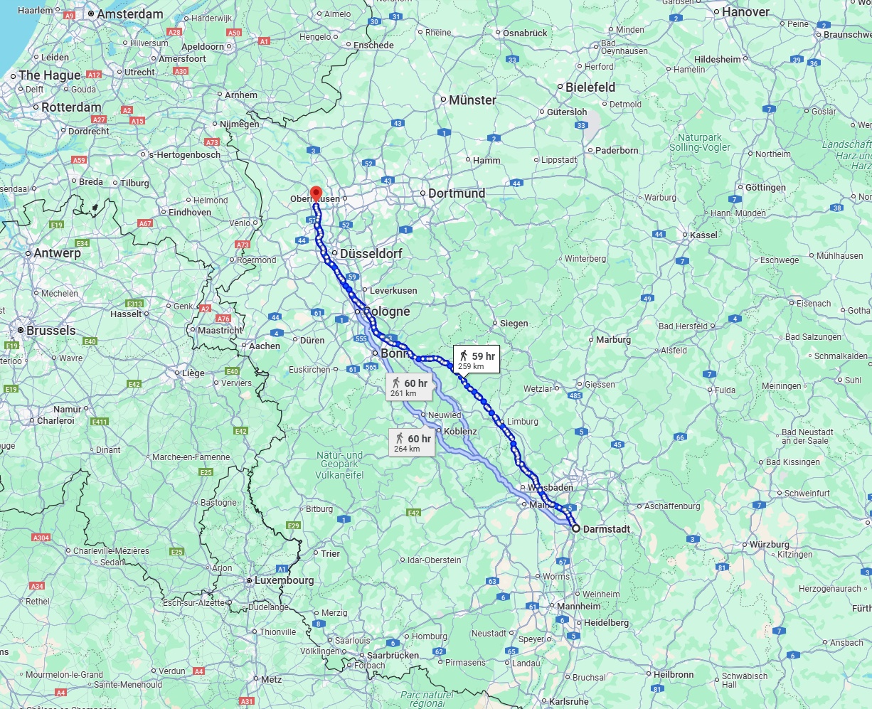 Anreise von Darmstadt Zu Moers Über 