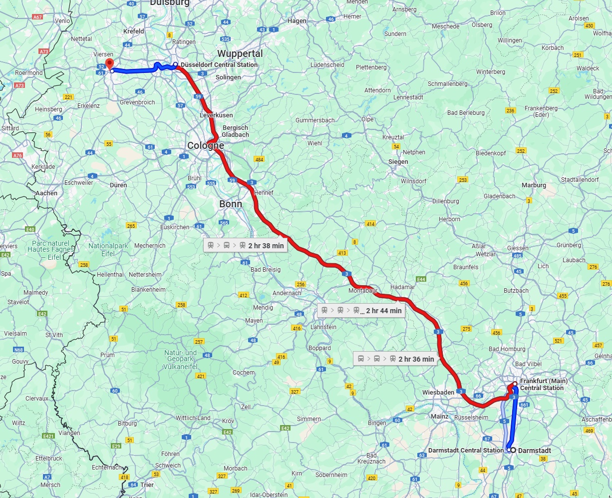 Anreise von Darmstadt Zu Mönchengladbach Über 