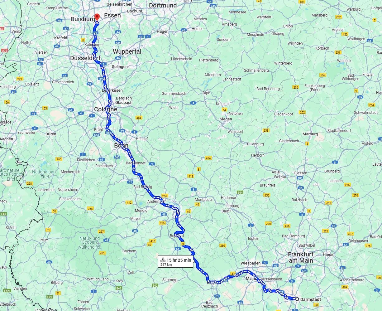 Anreise von Darmstadt Zu Mülheim an der Ruhr Über 