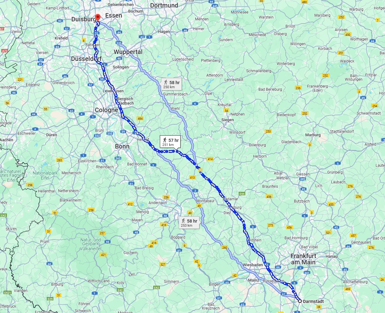 Anreise von Darmstadt Zu Mülheim an der Ruhr Über 