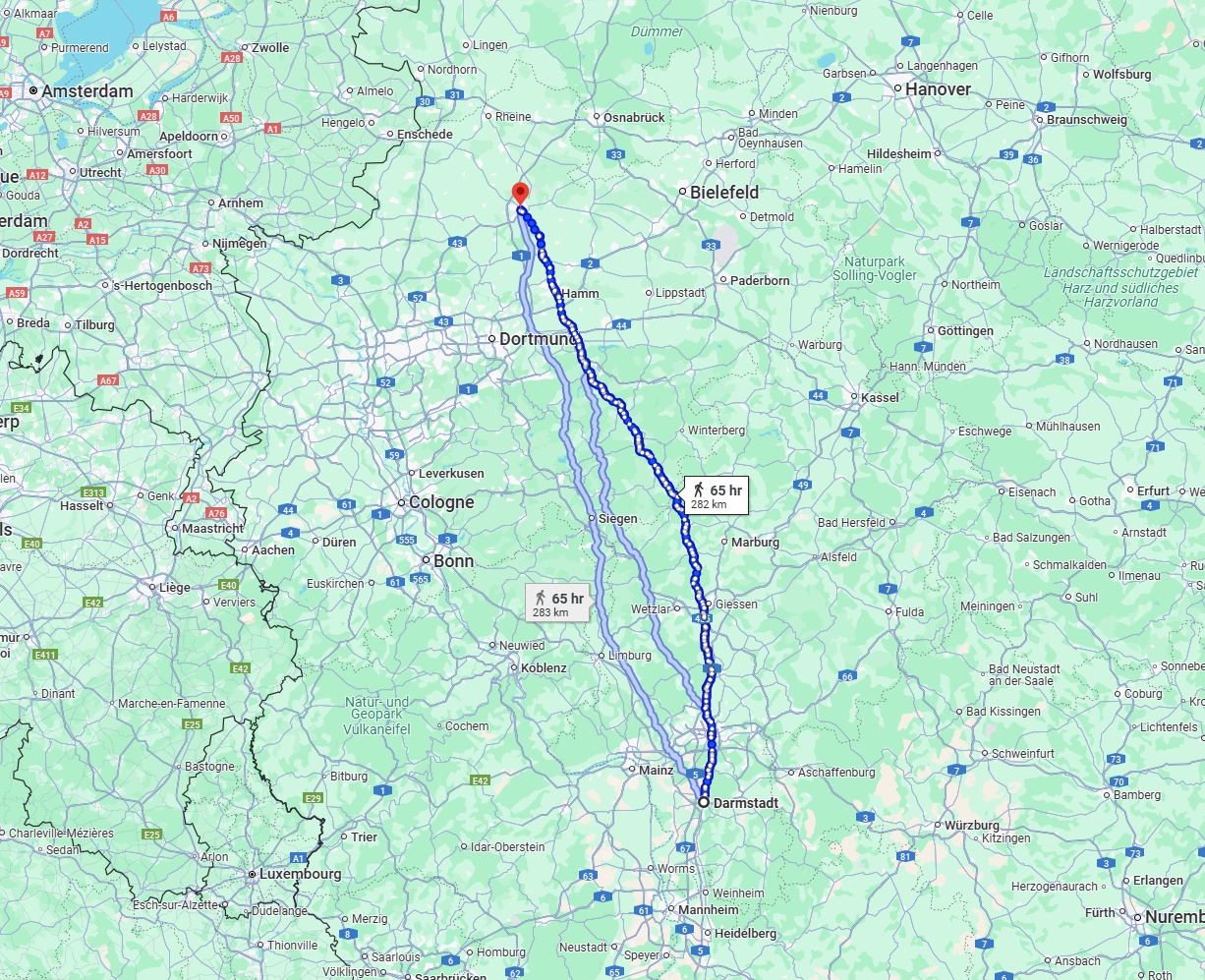 Anreise von Darmstadt Zu Münster Über 