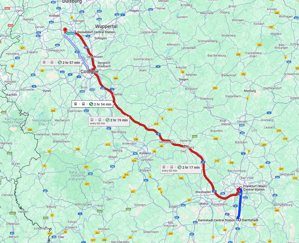 Anreise von Darmstadt Zu Neuss Über 