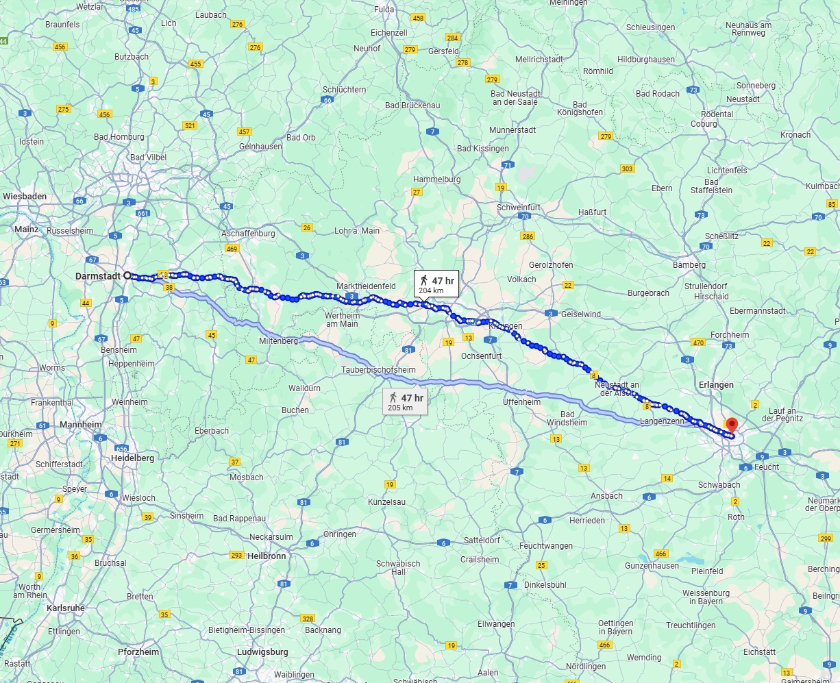 Anreise von Darmstadt Zu Nürnberg Über 