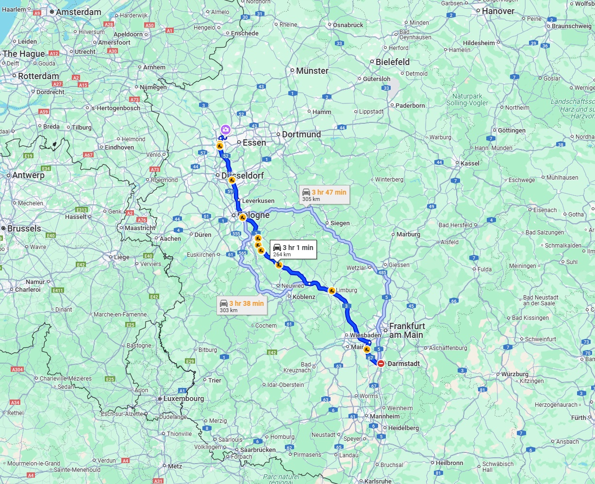 Anreise von Darmstadt Zu Oberhausen Über via A3
