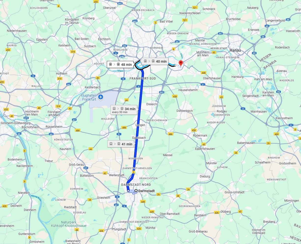 Anreise von Darmstadt Zu Offenbach am Main Über 