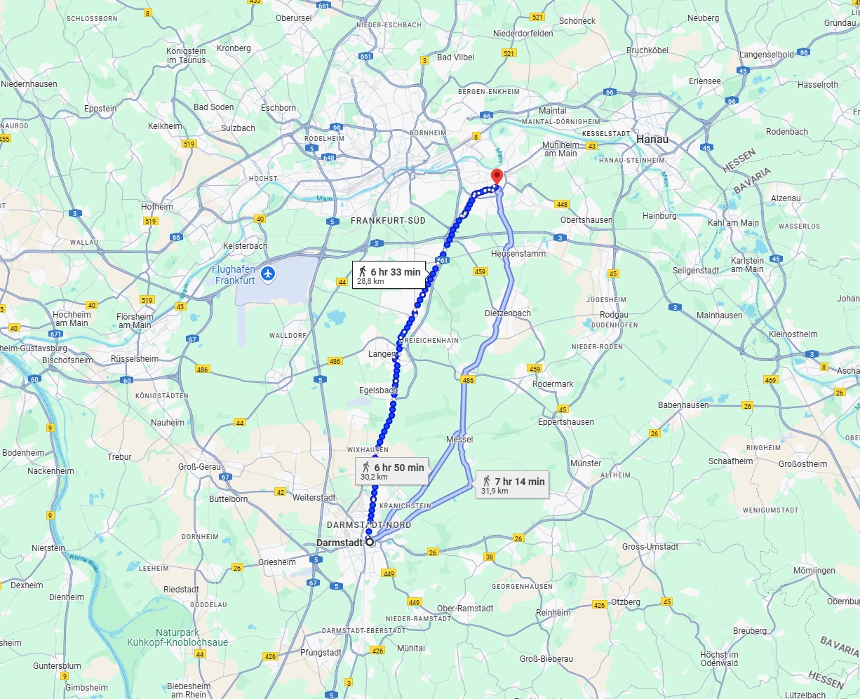 Anreise von Darmstadt Zu Offenbach am Main Über 