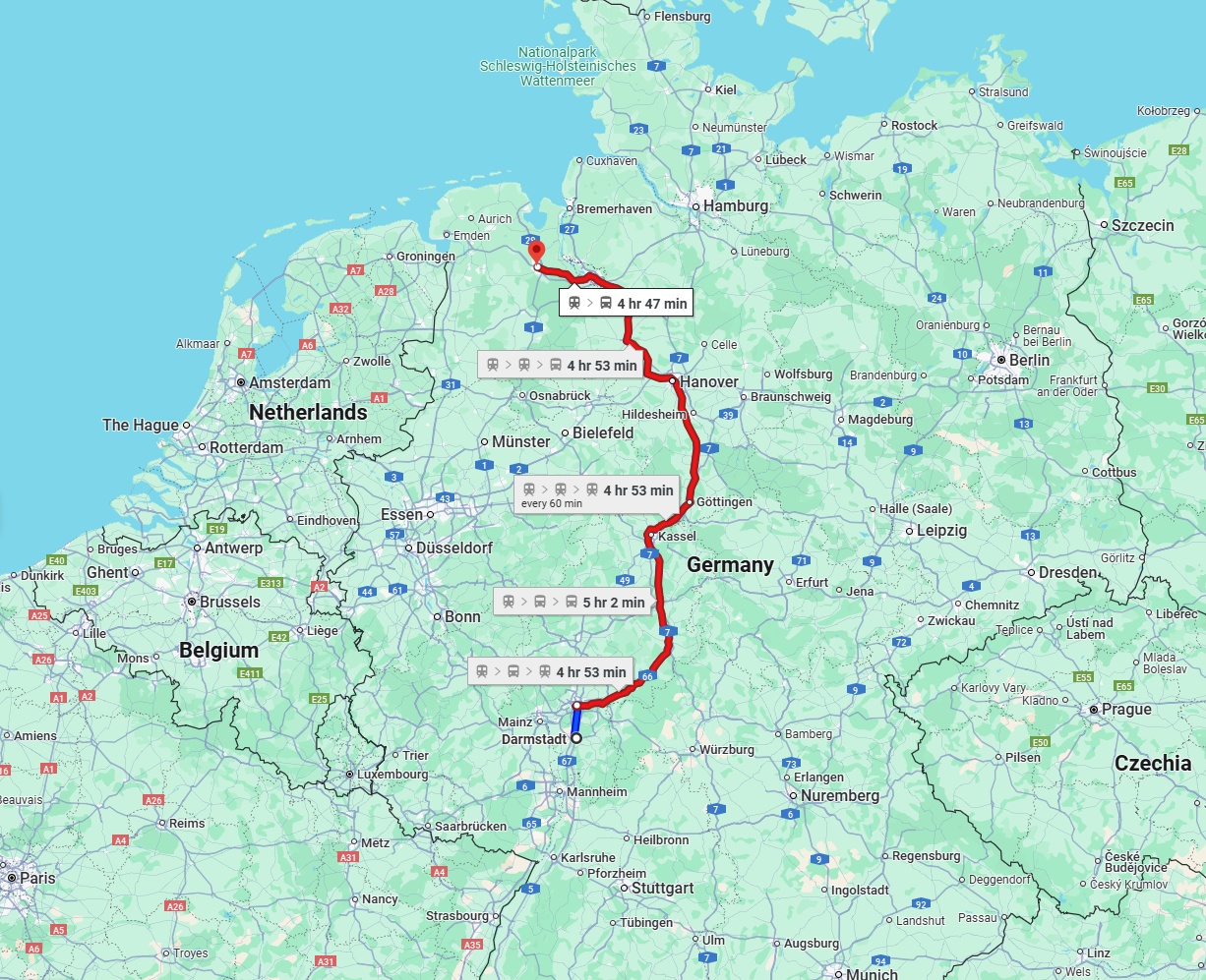 Anreise von Darmstadt Zu Oldenburg Über 
