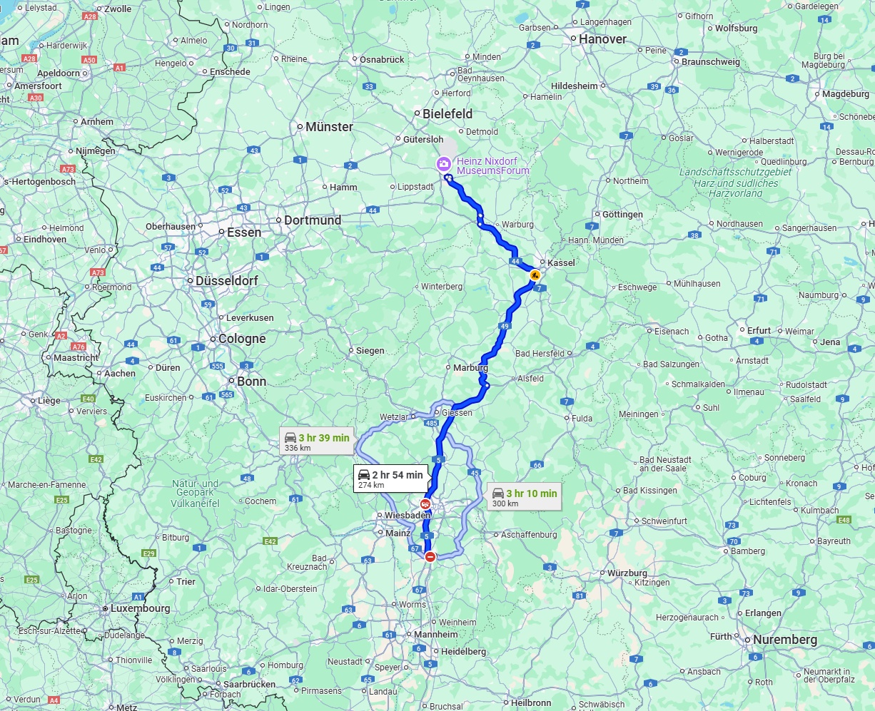 Anreise von Darmstadt Zu Paderborn Über via A5 and A49