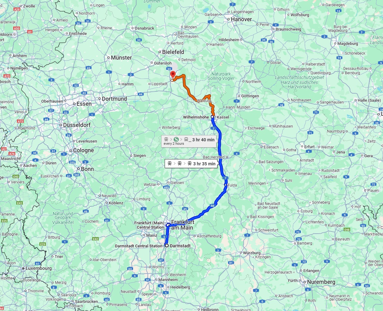 Anreise von Darmstadt Zu Paderborn Über 
