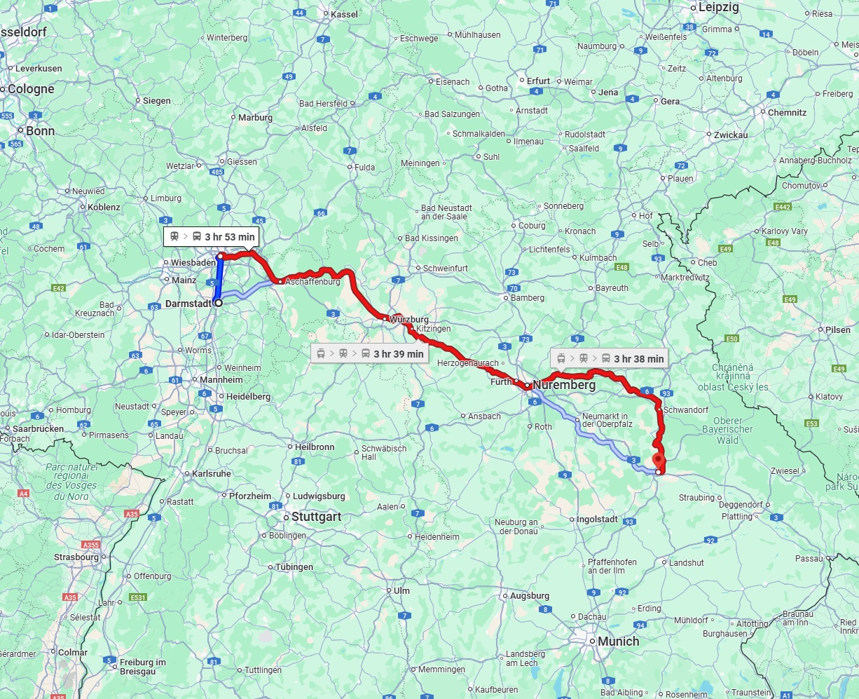 Anreise von Darmstadt Zu Regensburg Über 