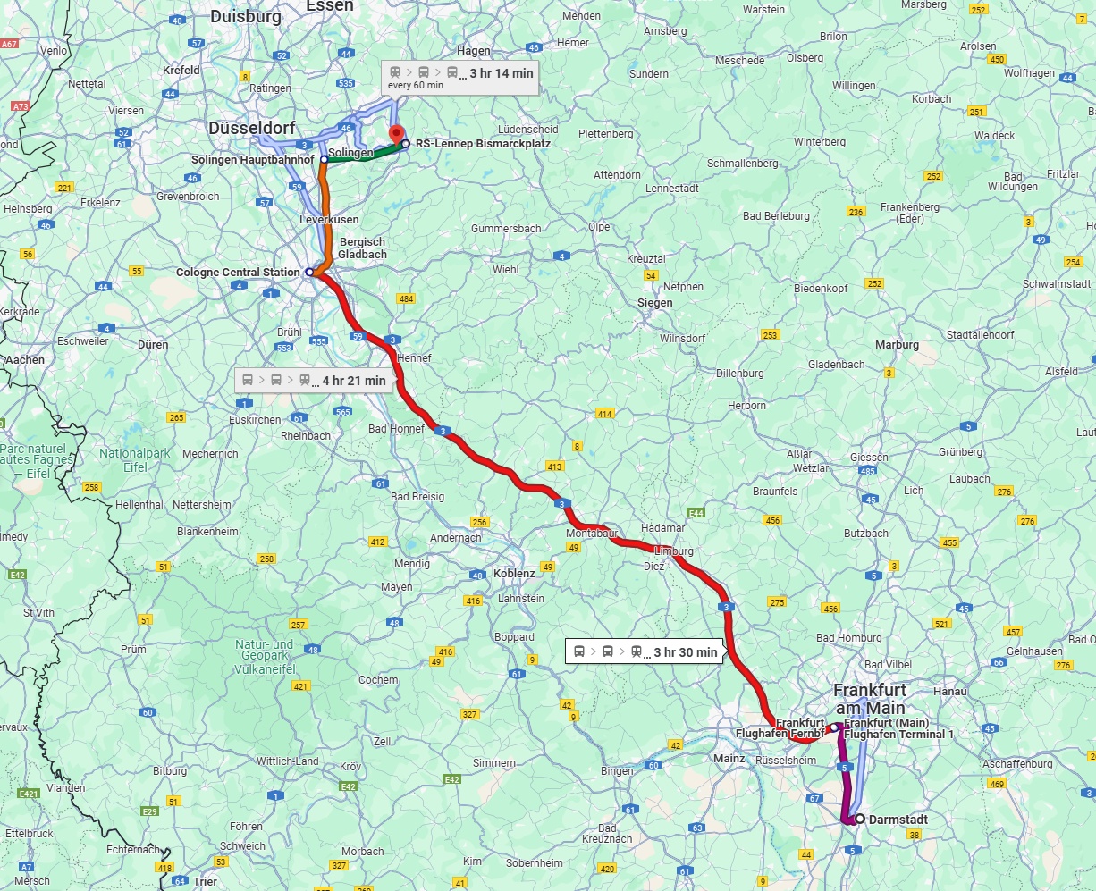 Anreise von Darmstadt Zu Remscheid Über 