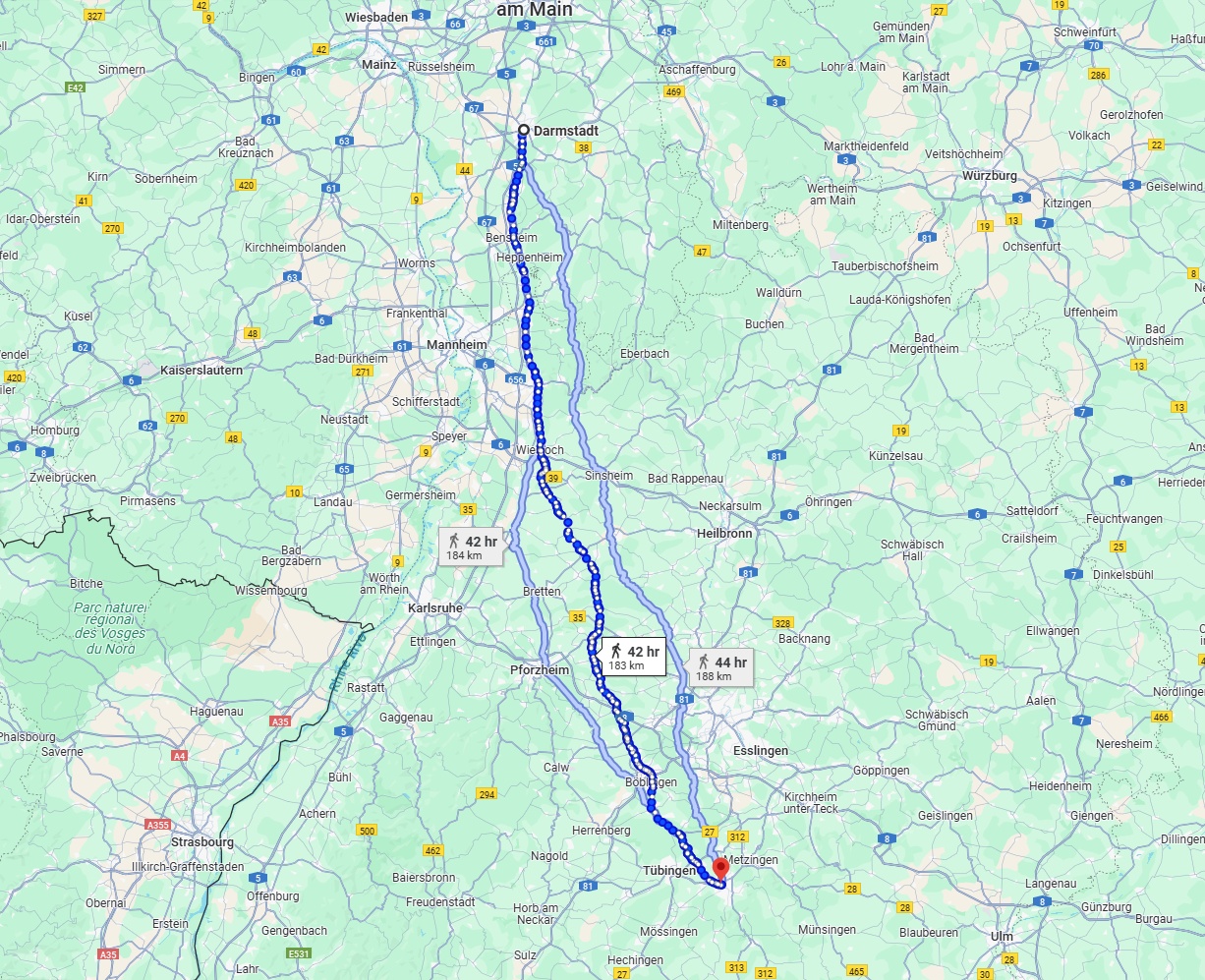 Anreise von Darmstadt Zu Reutlingen Über 
