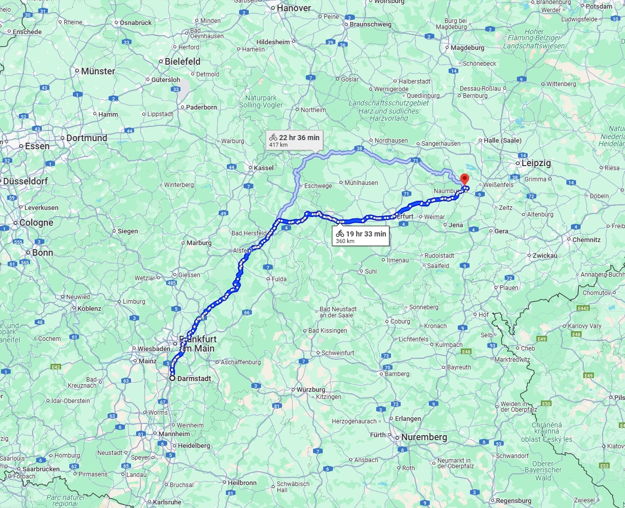Anreise von Darmstadt Zu Saale Über 