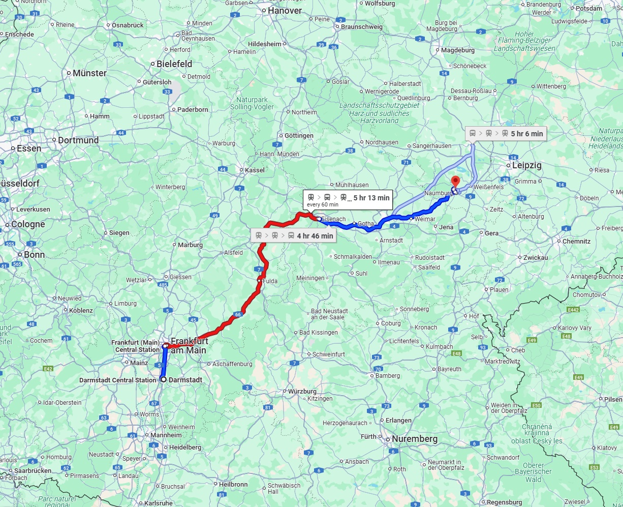 Anreise von Darmstadt Zu Saale Über 