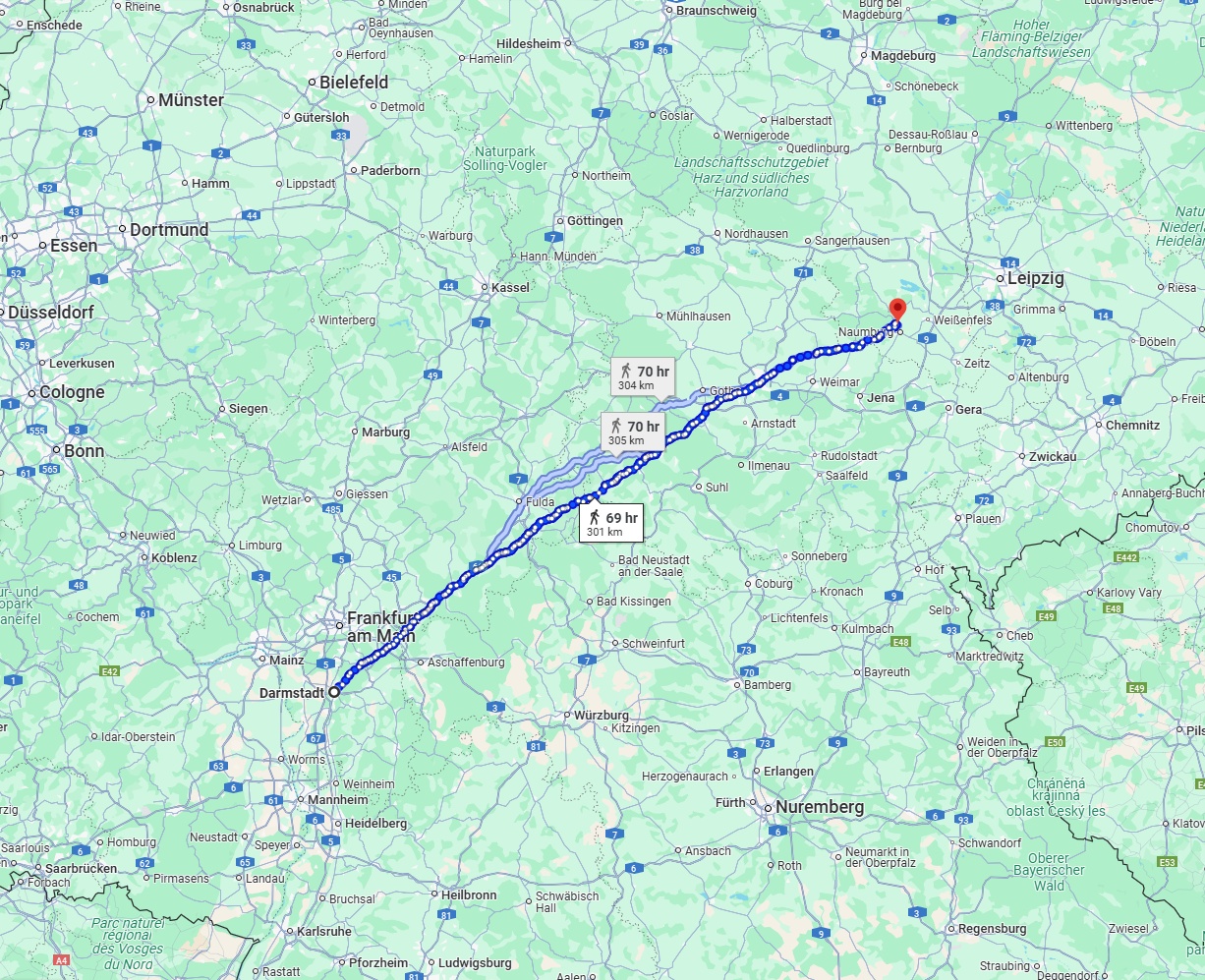 Anreise von Darmstadt Zu Saale Über 