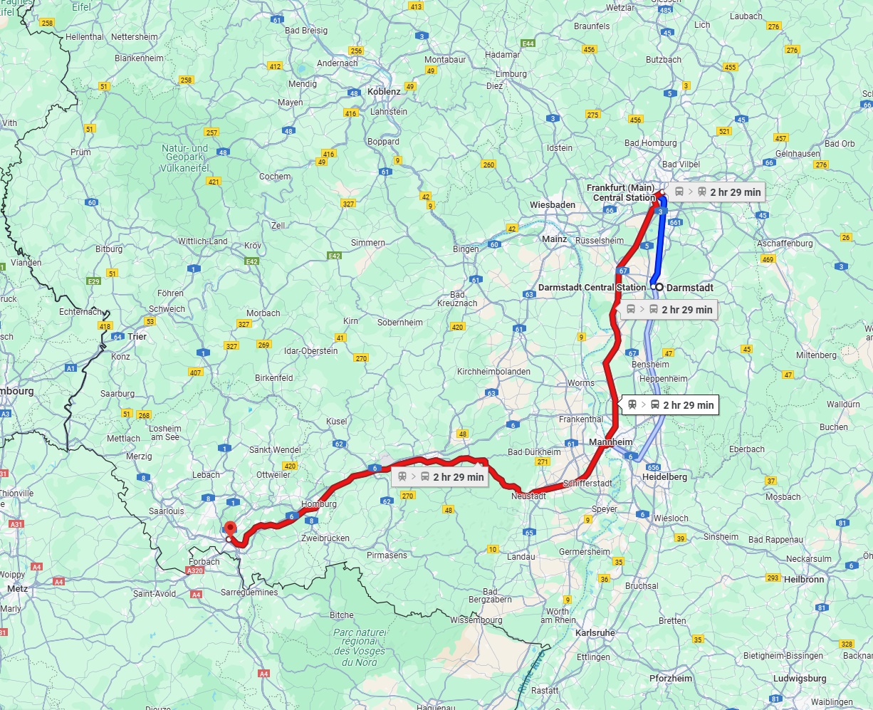 Anreise von Darmstadt Zu Saarbrücken Über 