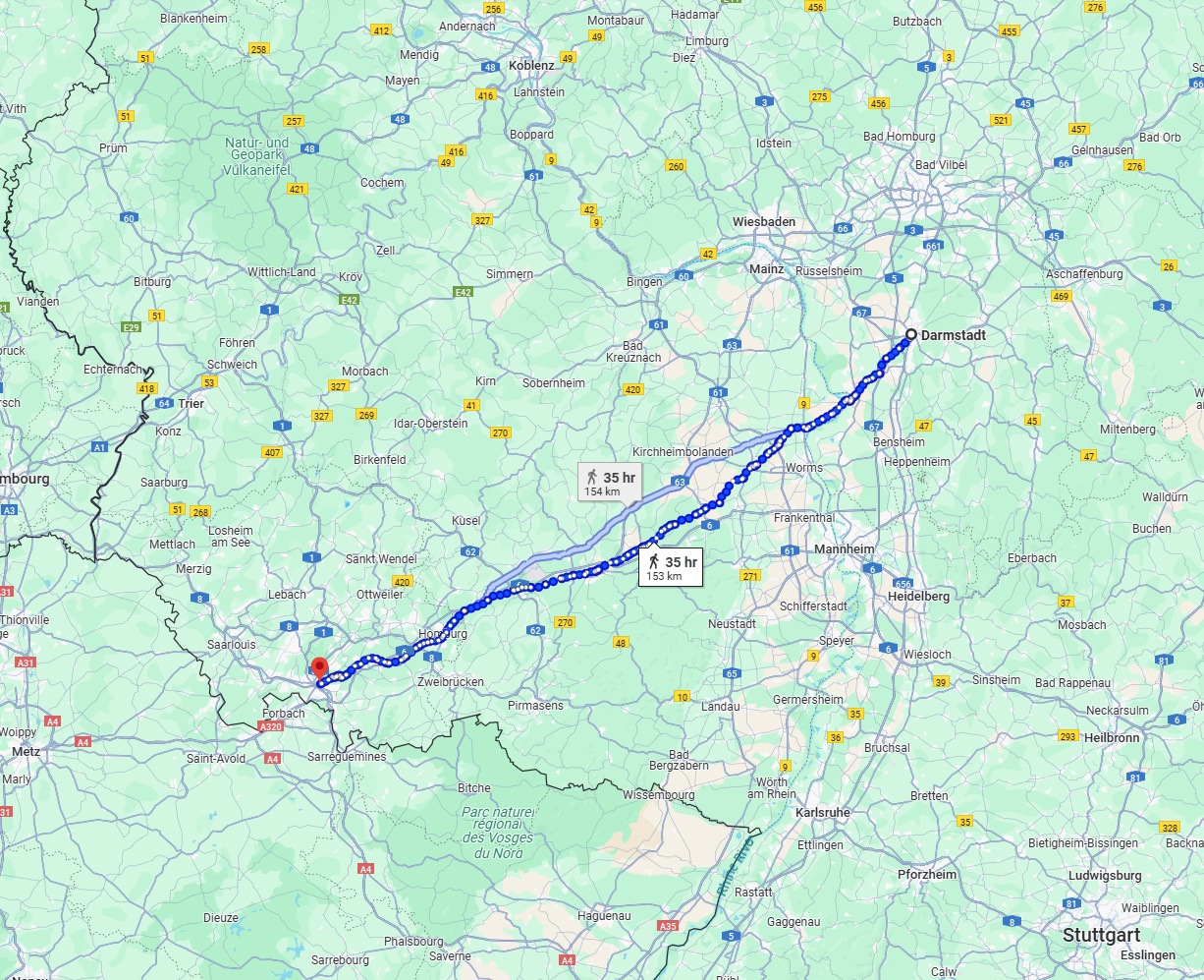 Anreise von Darmstadt Zu Saarbrücken Über 