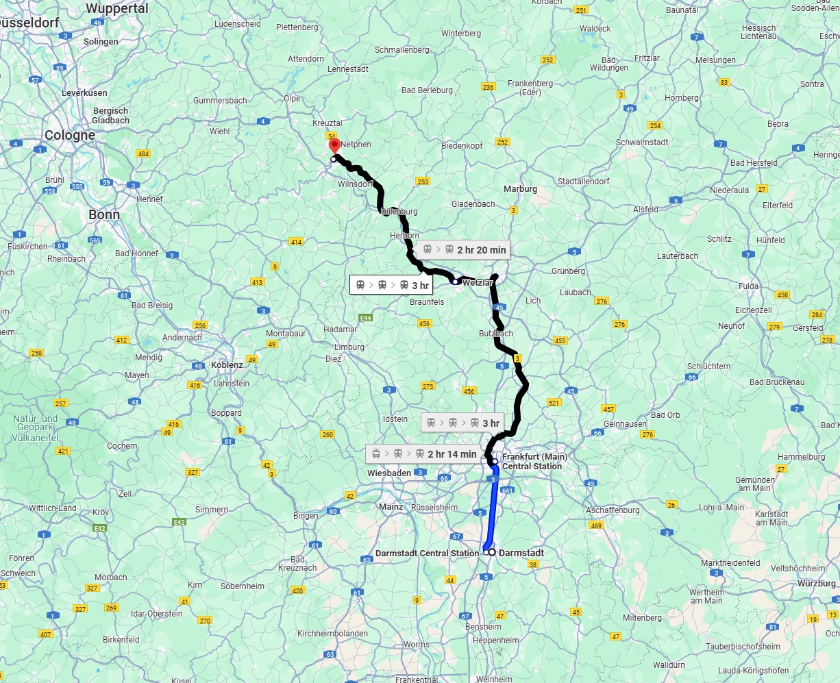 Anreise von Darmstadt Zu Siegen Über 