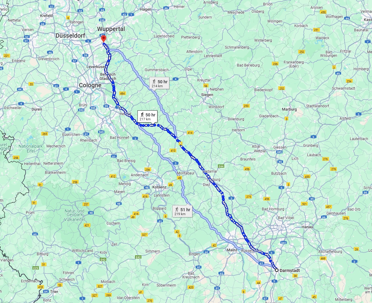 Anreise von Darmstadt Zu Solingen Über 