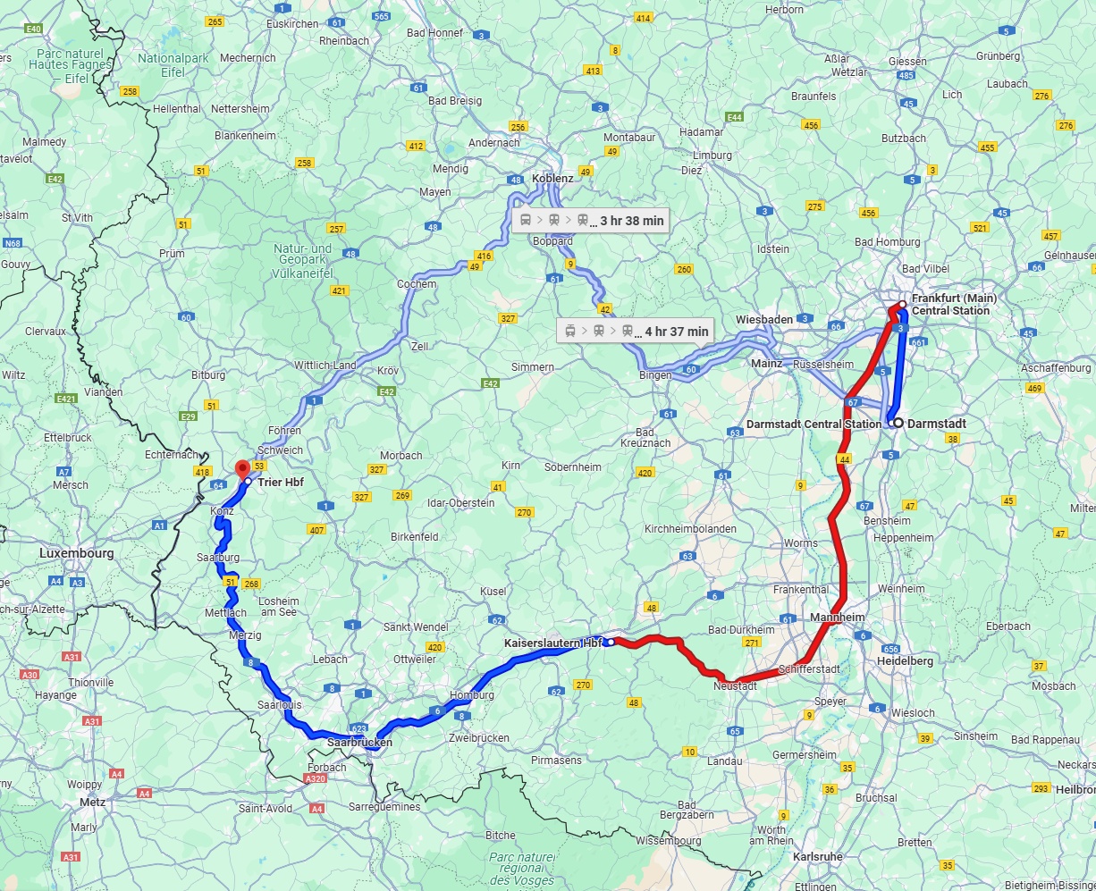 Anreise von Darmstadt Zu Trier Über 