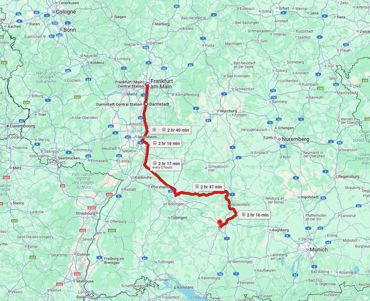 Anreise von Darmstadt Zu Ulm Über 