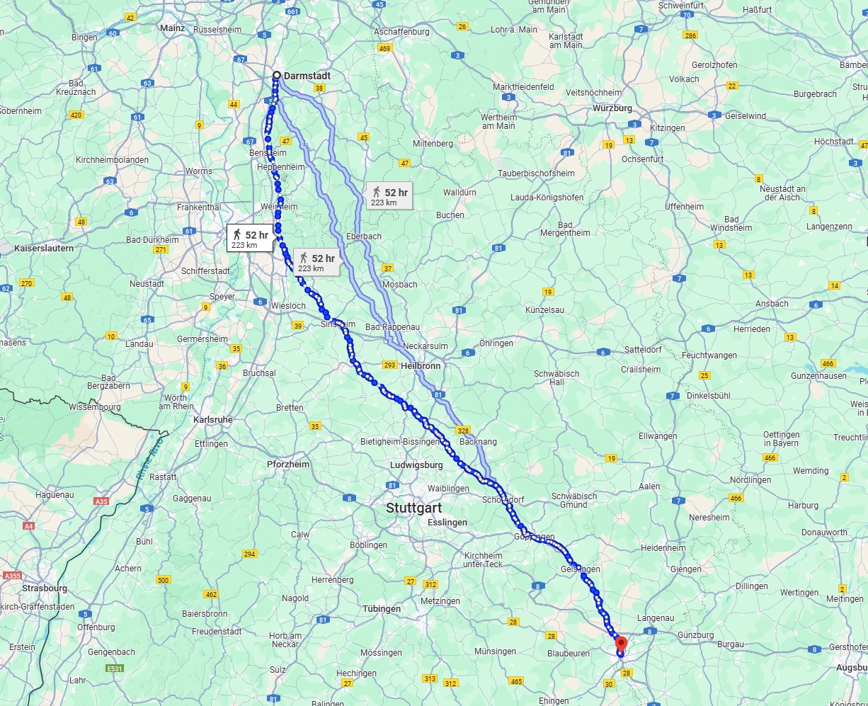 Anreise von Darmstadt Zu Ulm Über 