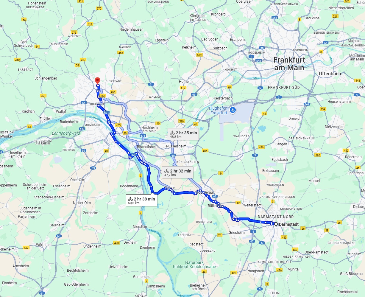Anreise von Darmstadt Zu Wiesbaden Über 