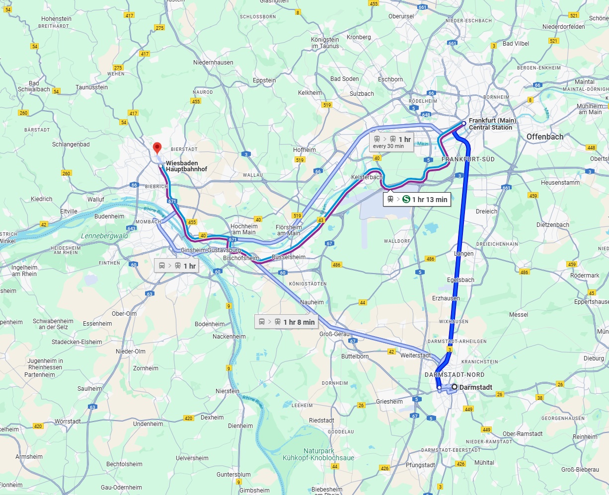 Anreise von Darmstadt Zu Wiesbaden Über 