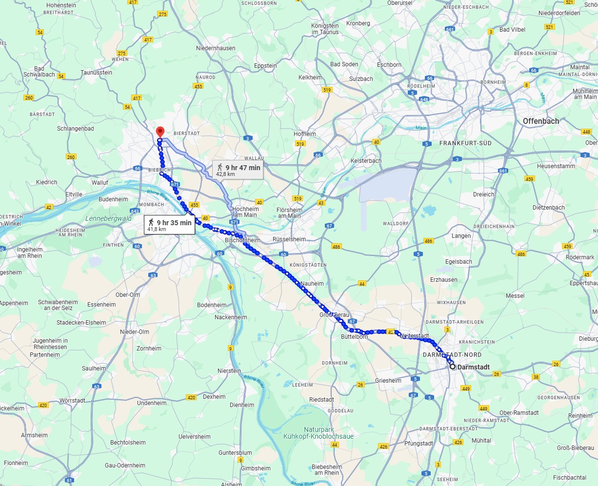 Anreise von Darmstadt Zu Wiesbaden Über 