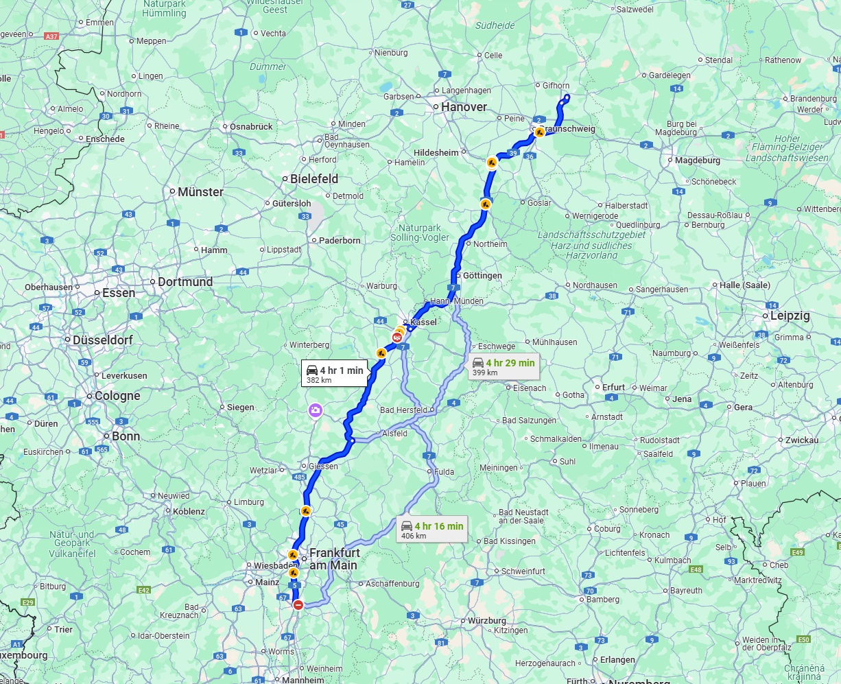 Anreise von Darmstadt Zu Wolfsburg Über via A5 and A7