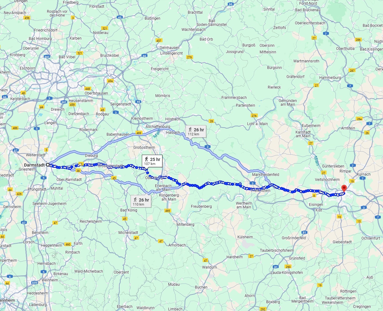 Anreise von Darmstadt Zu Würzburg Über 