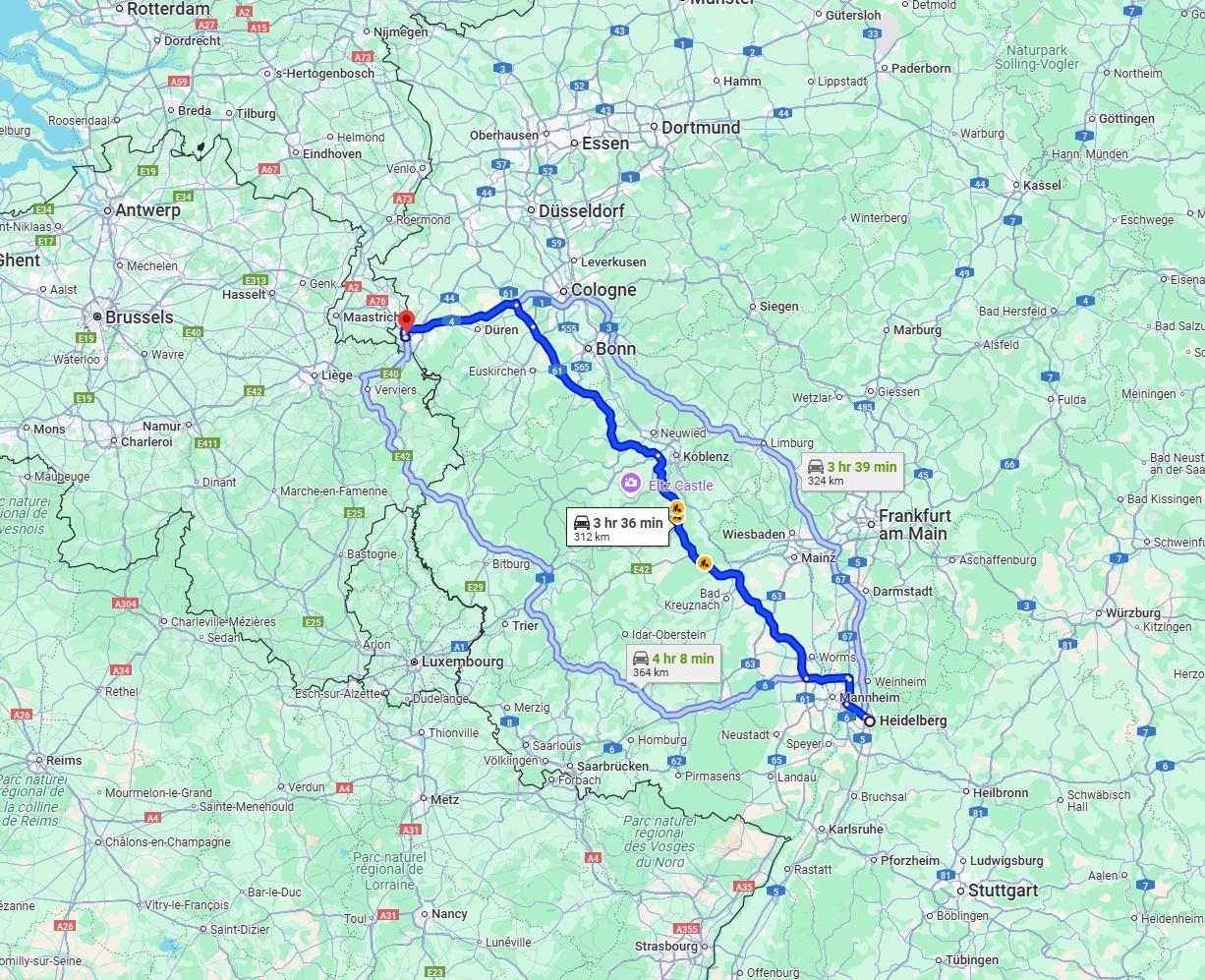 Anreise von Heidelberg Zu Aachen Über via A61