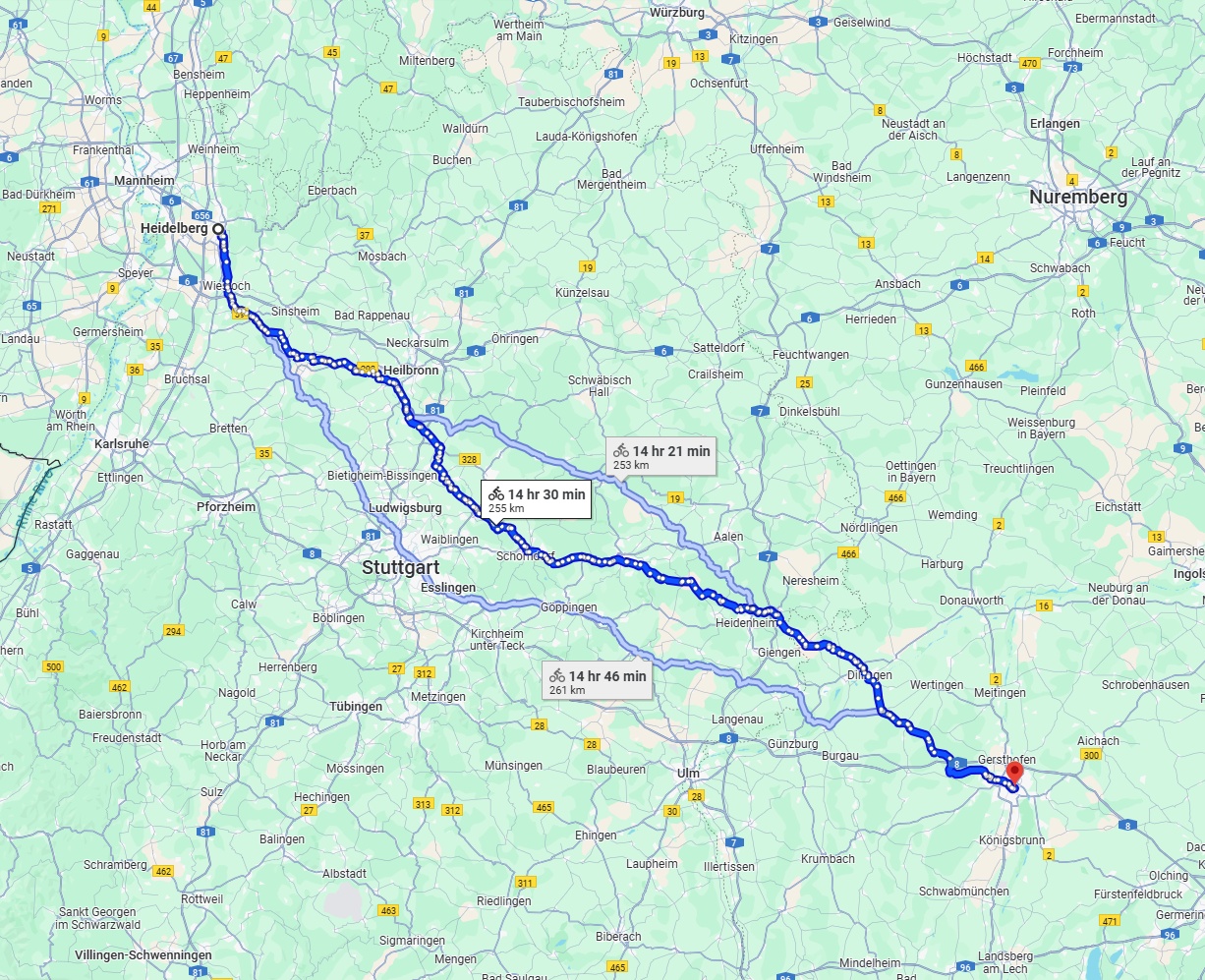 Anreise von Heidelberg Zu Augsburg Über 