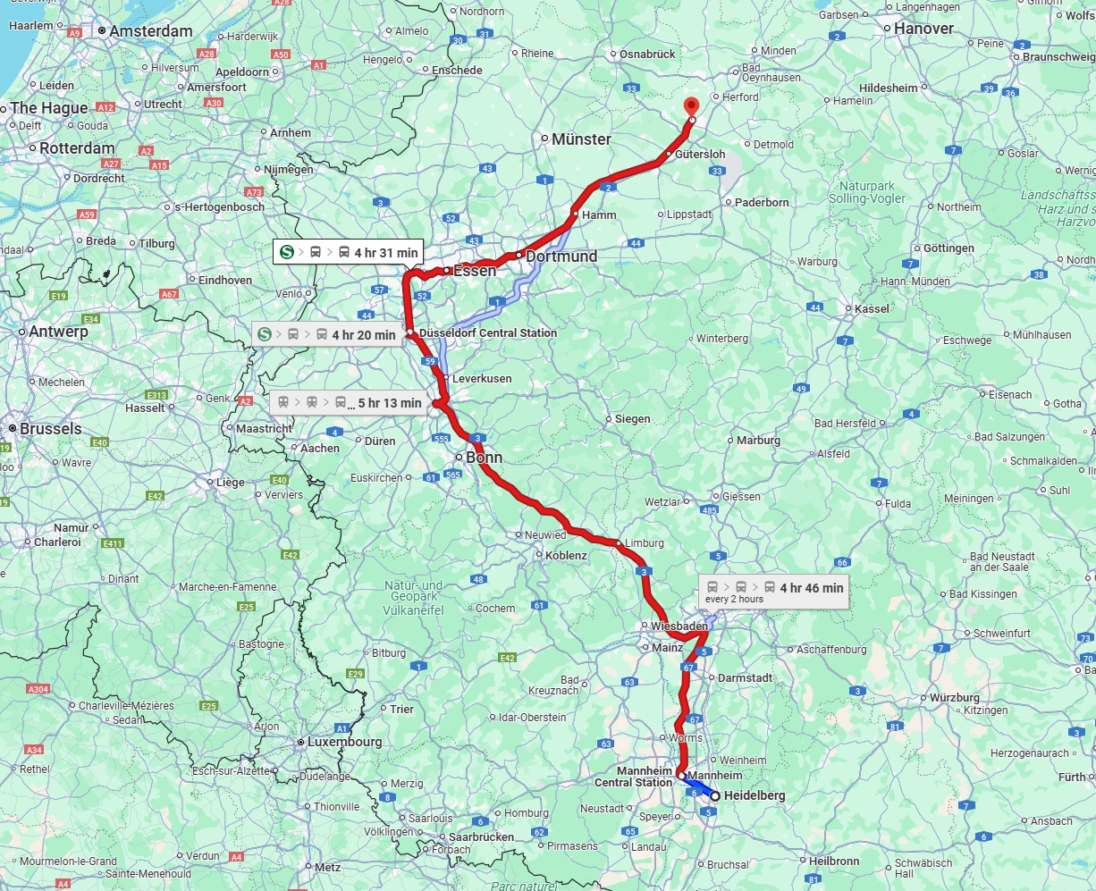 Anreise von Heidelberg Zu Bielefeld Über 