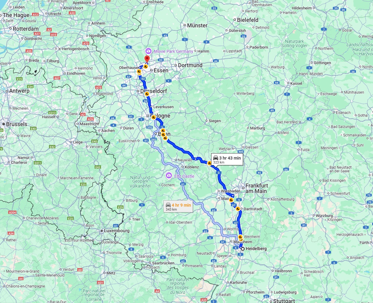 Anreise von Heidelberg Zu Bottrop Über via A3