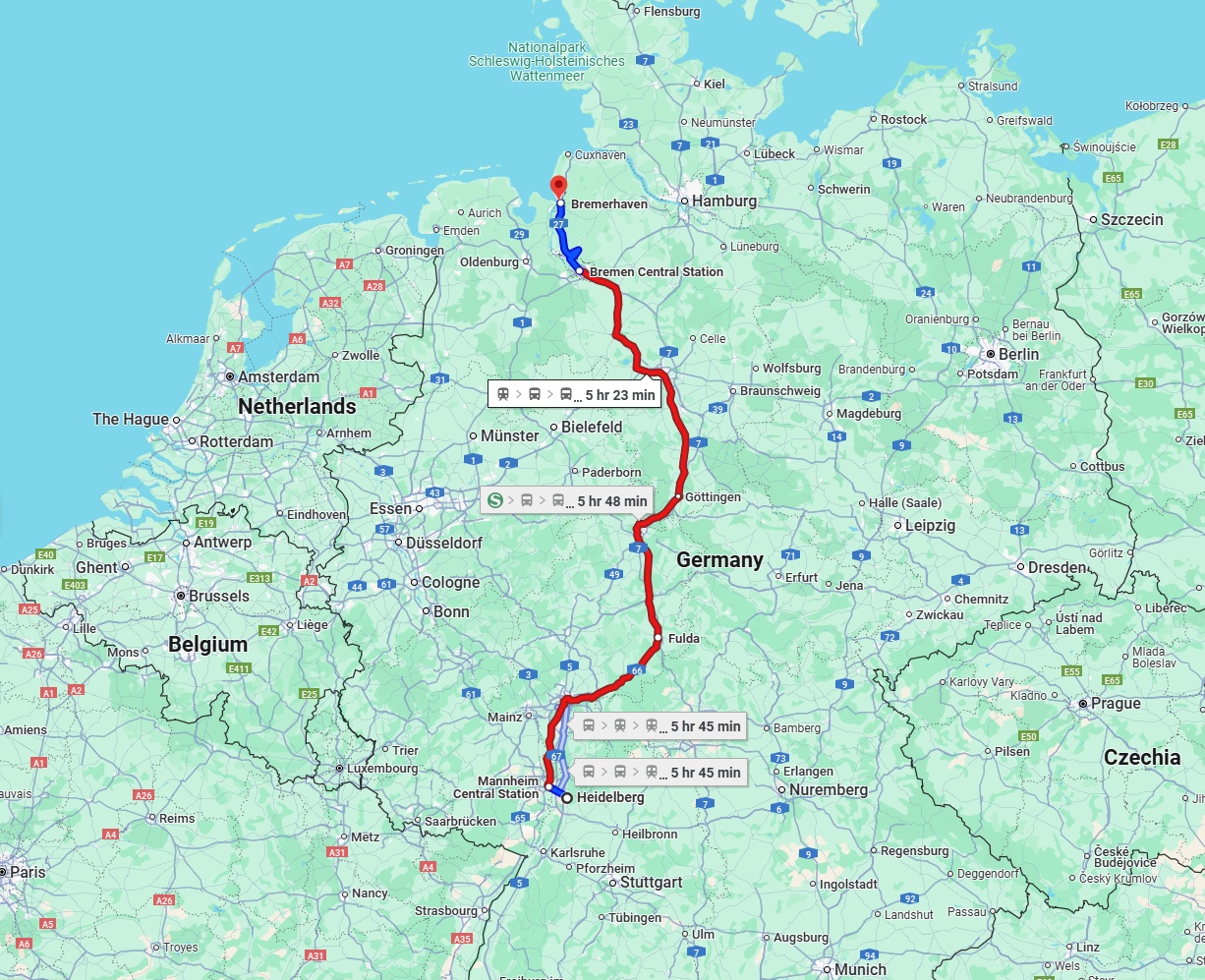 Anreise von Heidelberg Zu Bremerhaven Über 