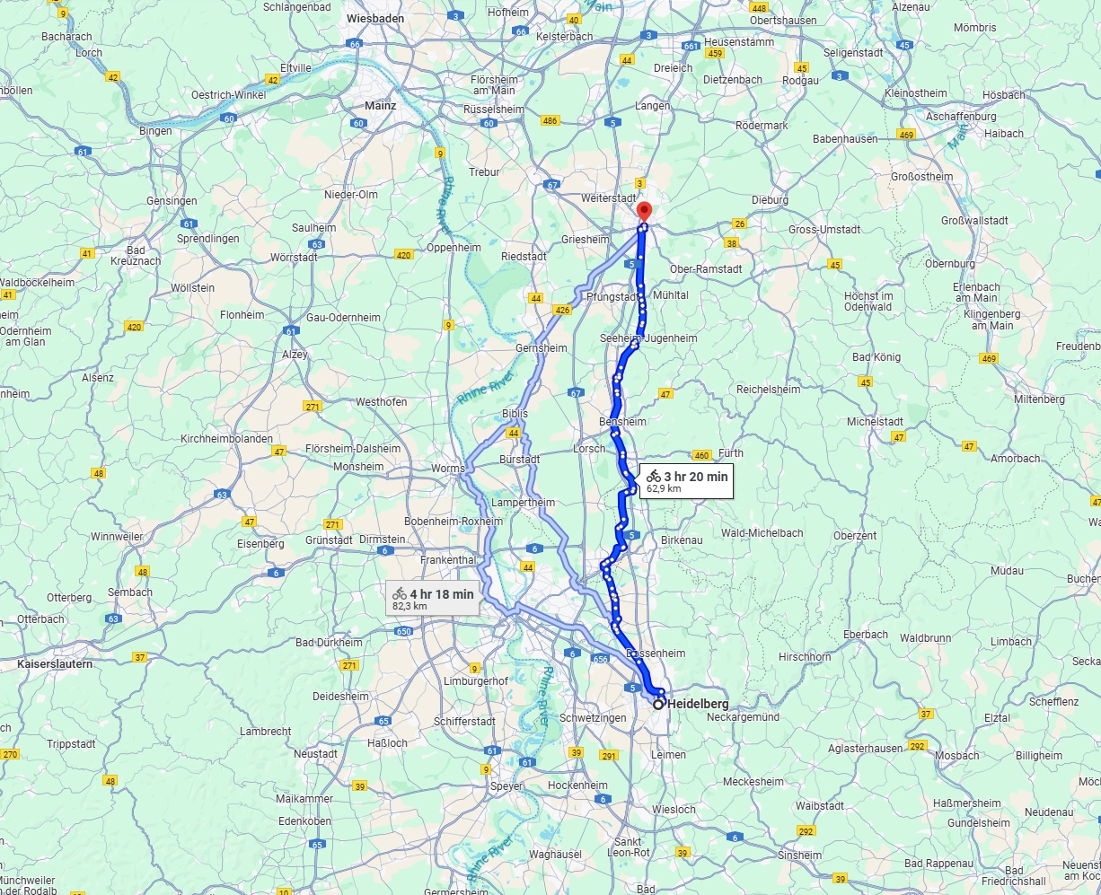 Anreise von Heidelberg Zu Darmstadt Über 