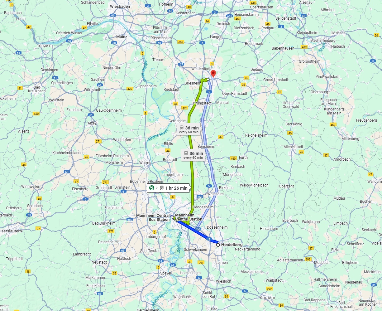 Anreise von Heidelberg Zu Darmstadt Über 