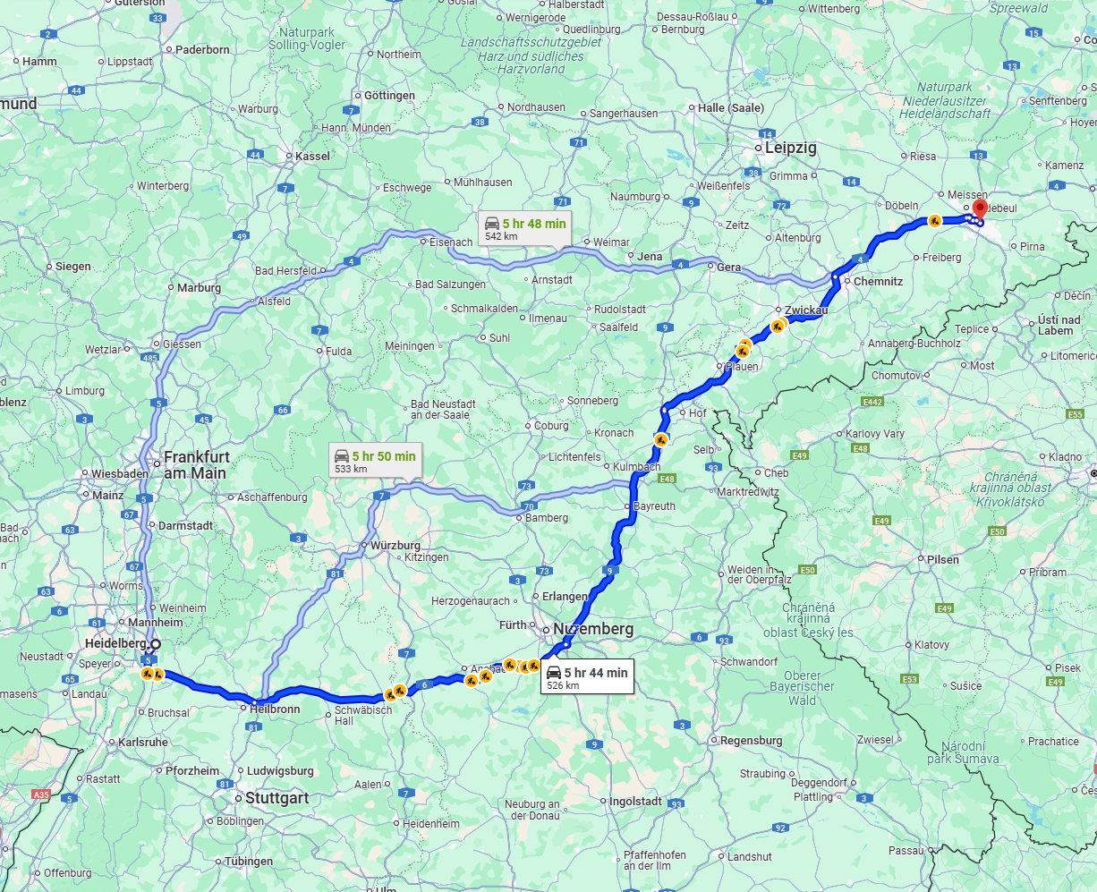 Anreise von Heidelberg Zu Dresden Über via A6