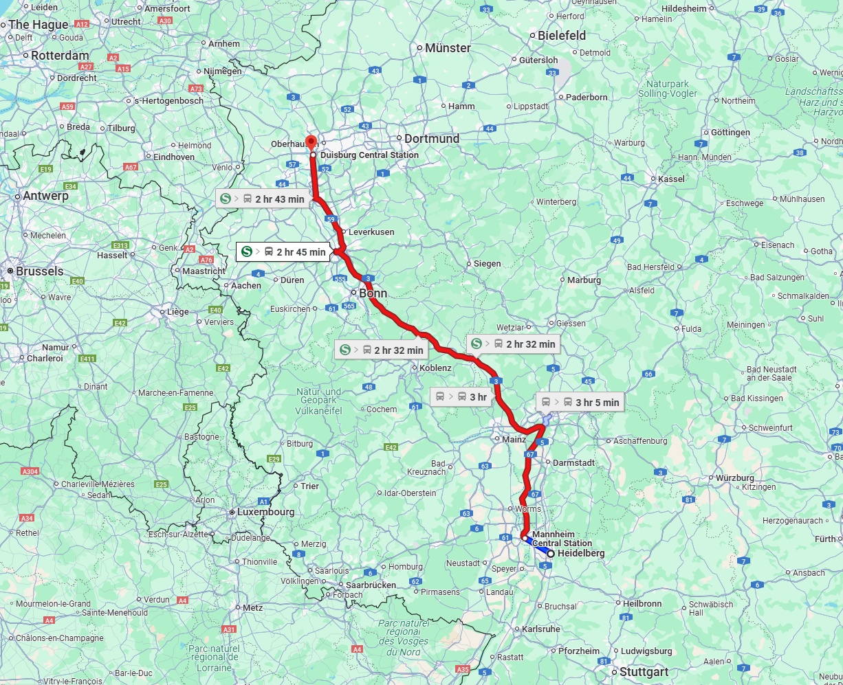 Anreise von Heidelberg Zu Duisburg Über 