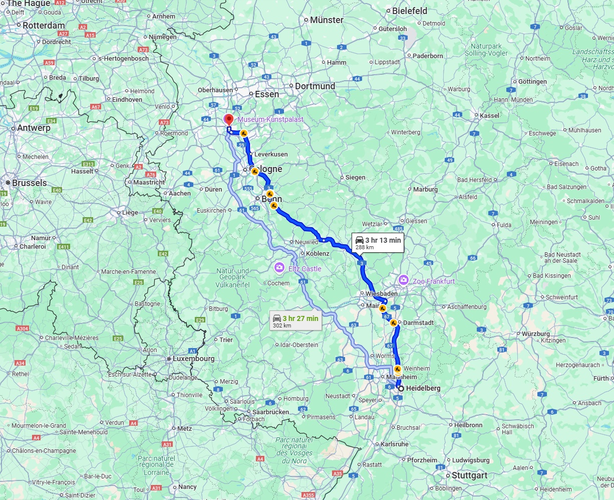 Anreise von Heidelberg Zu Düsseldorf Über via A3