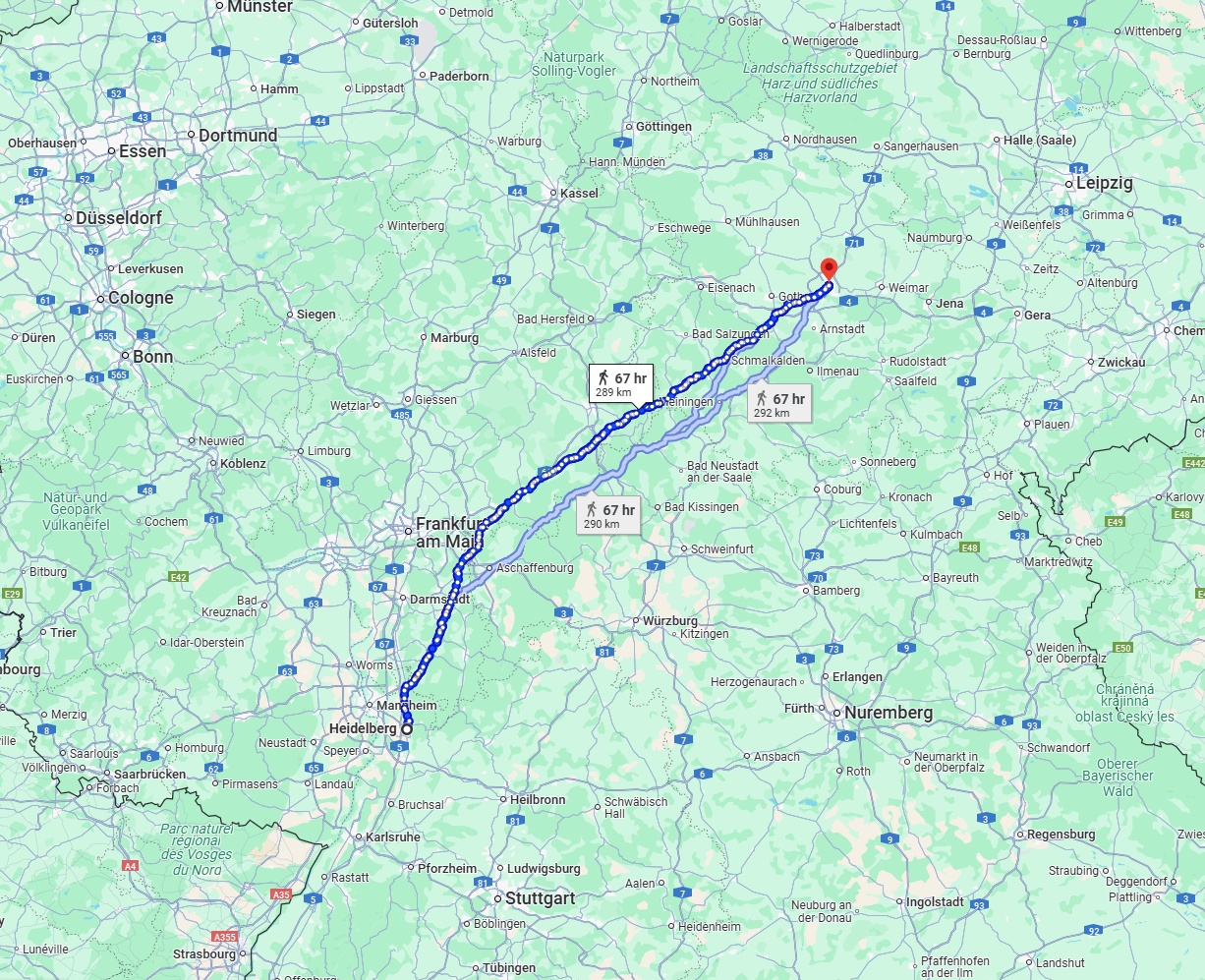 Anreise von Heidelberg Zu Erfurt Über 