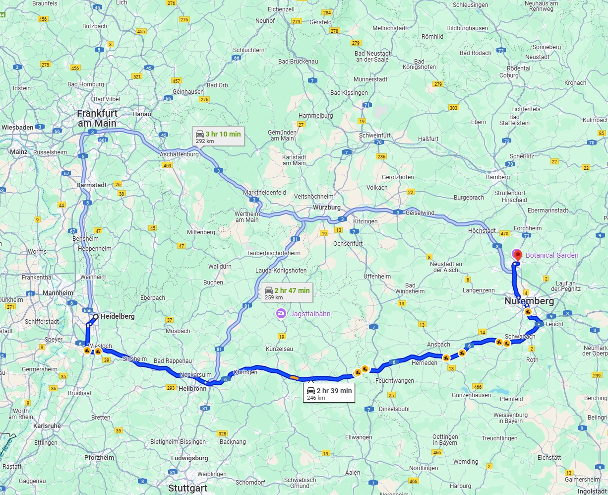 Anreise von Heidelberg Zu Erlangen Über via A6