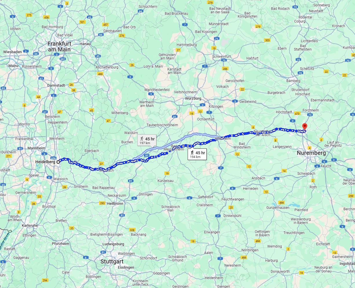 Anreise von Heidelberg Zu Erlangen Über 