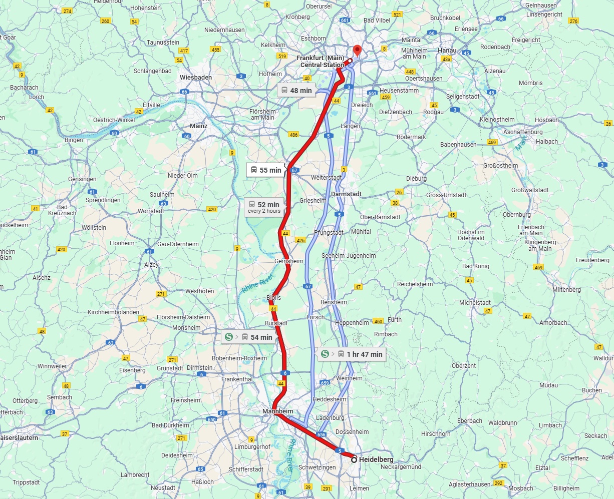 Anreise von Heidelberg Zu Frankfurt am Main Über 