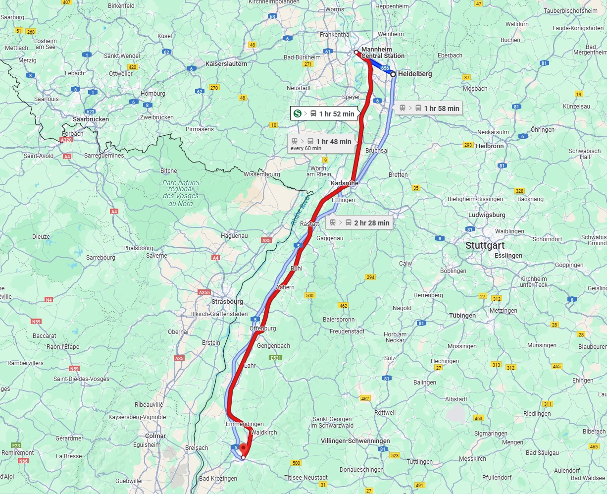 Anreise von Heidelberg Zu Freiburg im Breisgau Über 