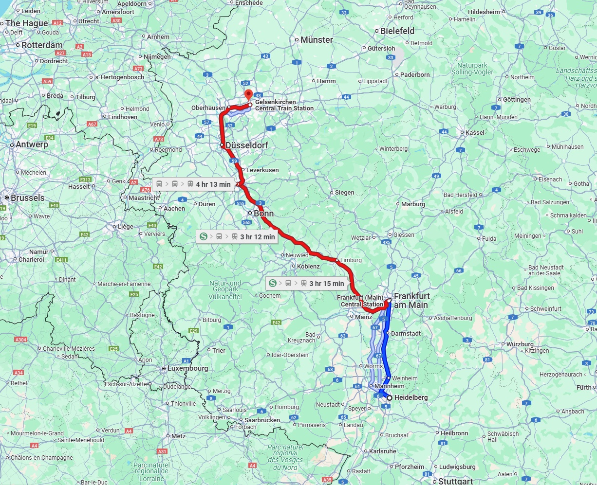 Anreise von Heidelberg Zu Gelsenkirchen Über 