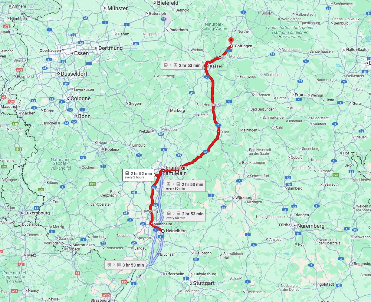 Anreise von Heidelberg Zu Göttingen Über 