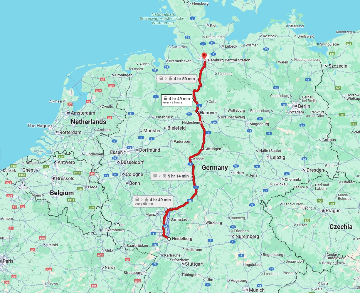 Anreise von Heidelberg Zu Hamburg Über 