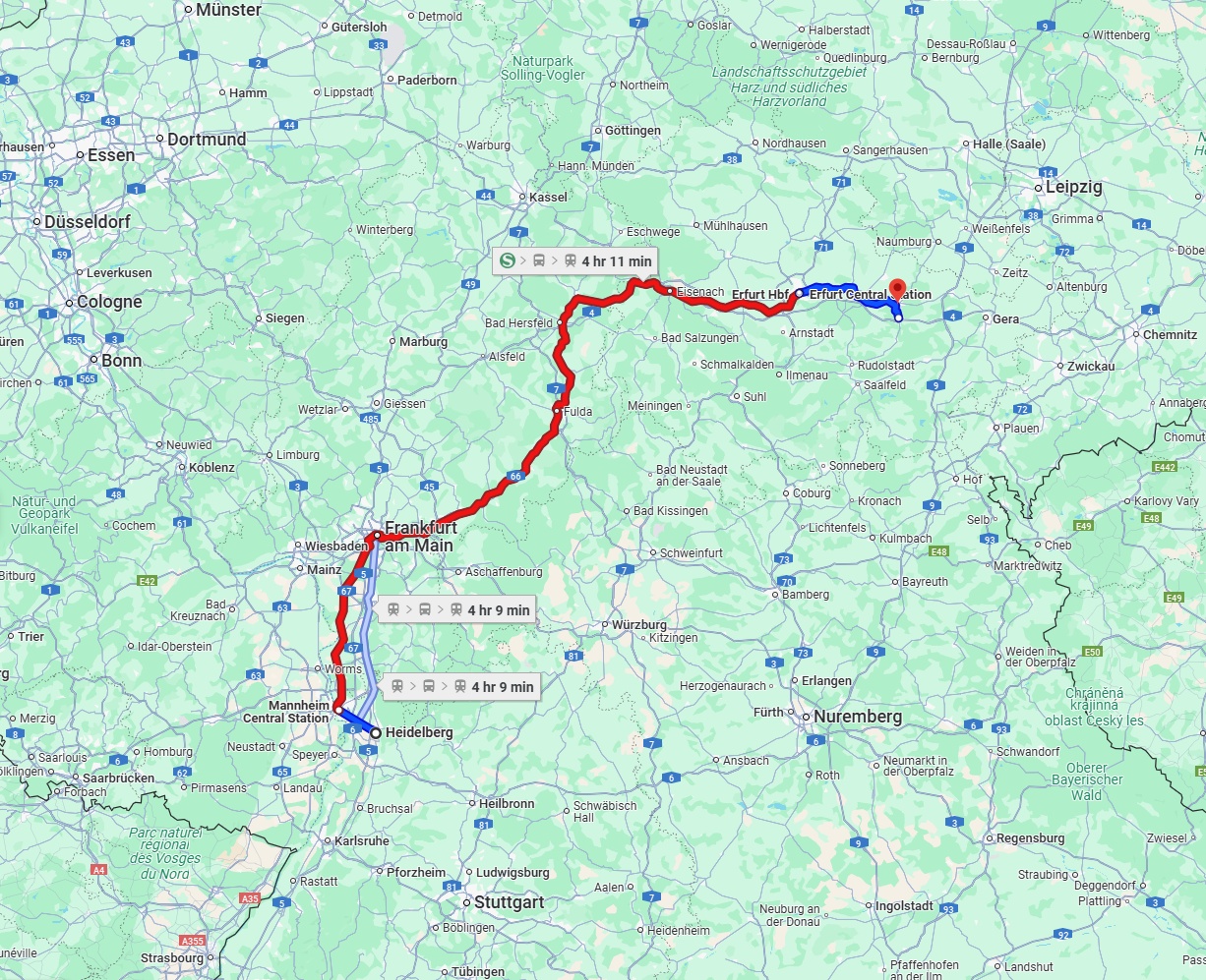 Anreise von Heidelberg Zu Jena Über 